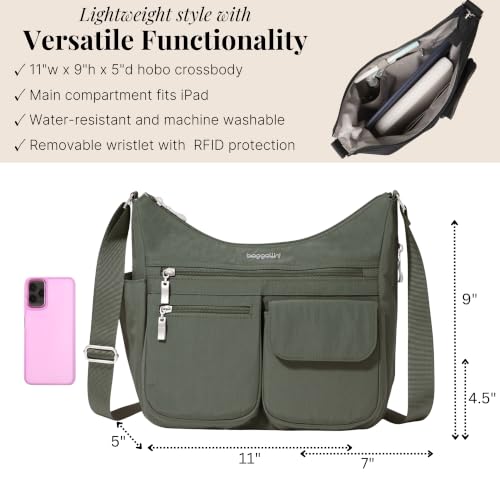 Image of Baggallini womens Everywhere Bagg Crossbody Women 11x9 Lightweight Nylon Hobo Water-resistant Travel Bag W /Rfid