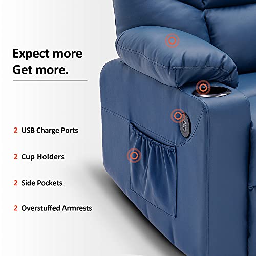 Mcombo Electric Power Lift Recliner Chair Sofa For Elderly, 3 Positions, 2 Side Pockets And Cup Holders, Usb Ports, Faux Leather 7288 (Blue) #TOP3