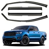in-Channel Window Visors Rain Guards for 2019-2023 Ford Ranger SuperCrew, Window Vent Wind Deflectors Visors Shades for 19-23 Ranger Crew Cab
