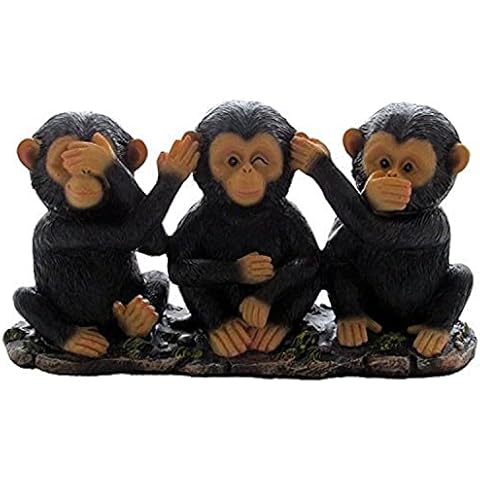 No Evil Monkeys Figurine for African Jungle Safari Decor Sculptures or Chimps Statues and Decorative Animal Lover Gifts by Generic Cover