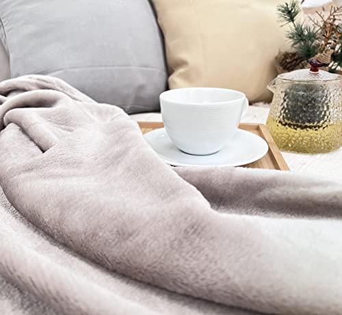 Miniatura 2 de Hte Manta Microfibra Suave Para Sofá Y Cama, Super Caliente Para Adulto Y Niño,Sin Arrugas Beige, 220 X 240 Cm