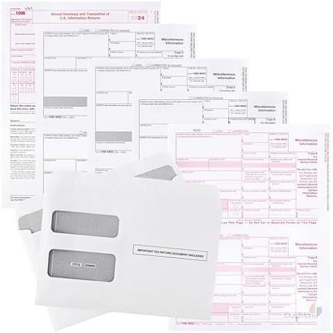 Dutymark 1099 Misc Forms 2024, 4 Part Laser Tax Forms Kit for 25 Vendor with 25 Self-Seal Envelopes, Designed for QuickBooks and Accounting Software Cover