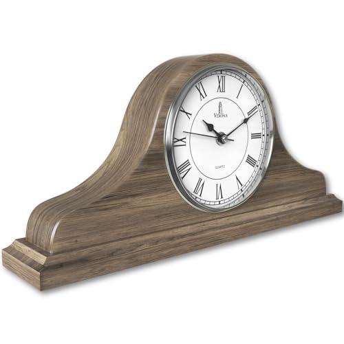 Lovely Home Essentials Mantel Clock Battery Operated - Grey Ash Wooden Farmhouse Mantle Clock For Living Room Decor Above Fireplace