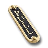 PULL Brass Door Sign. Traditional Style Home Décor Wall Plaque Handmade By The Metal Foundry UK.