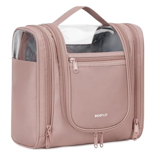 ECOHUB Bolsa de higiene pessoal de viagem visível para mulheres, bolsa de higiene pessoal, antiqueda e zíper prometida suavemente, organizador de maquiagem de viagem resistente à água para recipiente