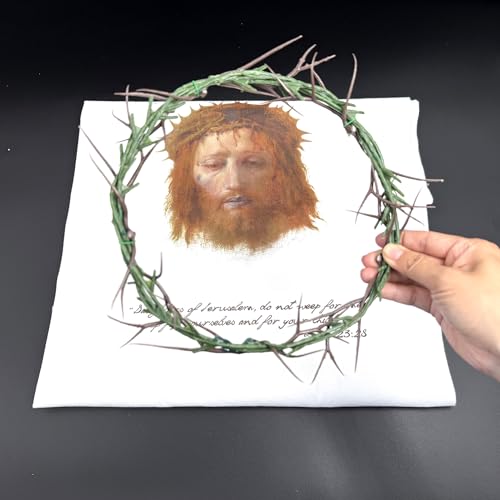 Generic Wearable Crown of Thorns with Veil of Veronica - Jesus Crown Lifesize 8 inch Plastic Headpiece for Passion Day, Church Play Prop