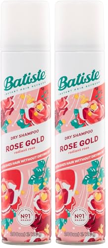 Batiste Rose Gold Dry Shampoo 200mL - Quick Hair Refresh with Radiant Rose & Freesia Scent, Instantly Refresh & Revitalise Oily Hair, Adds Volume & Texture or All Hair Types, Instant & quick results