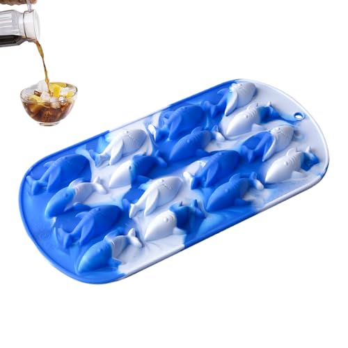 Molde de hielo con forma de tiburón en 3D, fácil extracción para bebidas, frigorífico, cocina