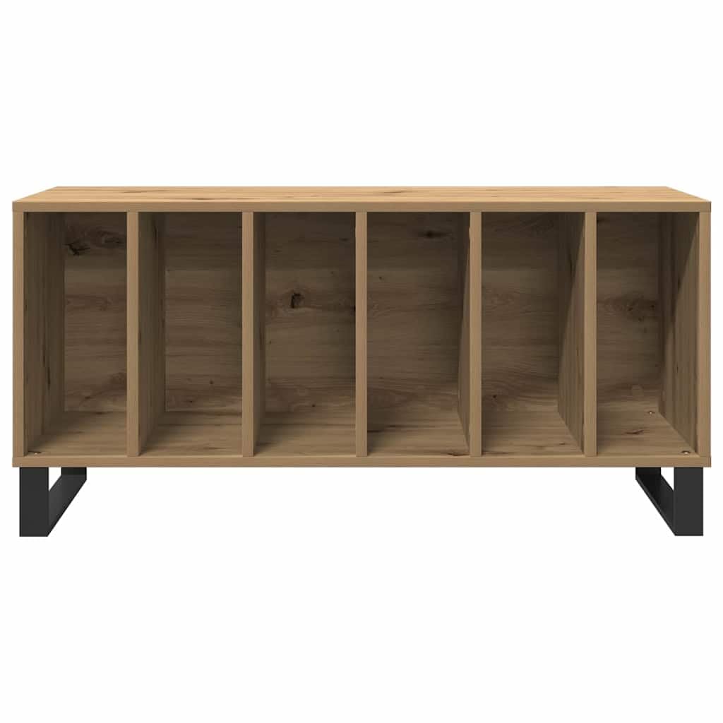 Armadietto per dischi in rovere Artisan, 100 x 38 x 48 cm | Armadio multimediale retrò per soggiorno realizzato in legno resistente con 6 scomparti aperti per LP.