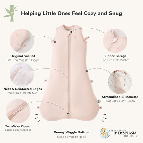 Image of Momcozy Sleep Sack for Baby 0-6 Months, 1.5 TOG Baby Wearable Blanket with Supportive Plush Filling, Two-Way Zipper for Easy Diaper Changes, Snap-Fit Design for Growing Babies, Small, Pink