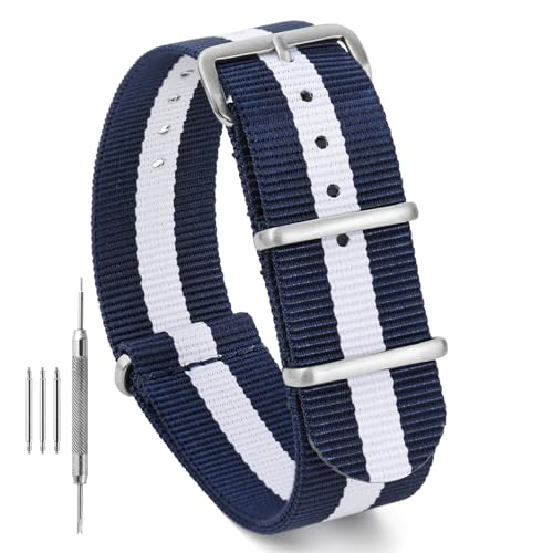 Image of TACTICAL FROG Nylon Watch Band 18mm 19 mm 20mm 22 mm 24 mm, Waterproof Military Watch Straps Replacement for Men Women, With Stainless Steel Buckle