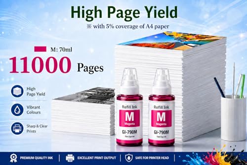 Image of ROHINK GI-790 Series Refill Ink, Compatible with G1000, G1010, G1100, G2000, G2100, G3000, G3010, G3012, G3100, G4000, G4010 Printers (Canon GI 790 Megenta (Pack 2))