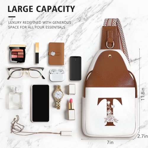 Image of Lizznoe Personalized Crossbody Bag for Women Leather Sling Bags with Initial Letter Chest Bag for Travel, Gift for Mom Wife