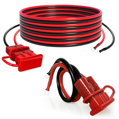 LZMSNZ 24FT 2AWG Quick Disconnect Winch Power Cable Heavy Duty Battery Wiring Kit Low Voltage Drop for ATV UTV Truck Trailer Off-Road Recovery & Towing