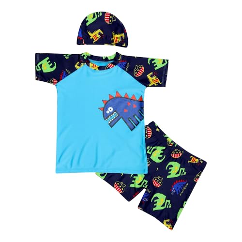 Image of Bubble Berry Swimming Costume for Boys I T-Shirt Shorts and Cap Three-Piece Swimsuit