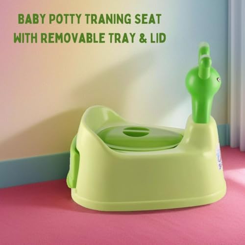 Image of Nabhya Potty Toilet Trainer Seat /Chair with Lid and High Back Support for Toddler Boys Girls (Age 7 Months to 3 Years) (Green)