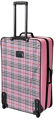 Image of Rockland Fashion Softside 4 Piece Luggage Set, Expandable, (14 inch Tote /19 inch /24 inch /28 inch), Pink Cross