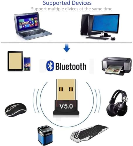 Image of SANCY Bluetooth 5.0 USB Adapter for PC - Ultra-Mini Wireless Dongle Receiver for Windows 11 /10 /8.1 /8 /7 /XP, Compatible with Desktop & Laptop (Black)
