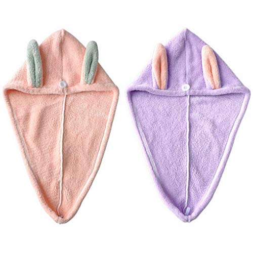 ACMEDE Serviette Cheveux, 2pcs Serviette Turban pour Cheveux Wrap pour Dames Filles Enfants, Premium en Microfibre Ultra-Absorbant Cheveux Serviette en Microfibre pour Un Séchage Rapide Hair Towel