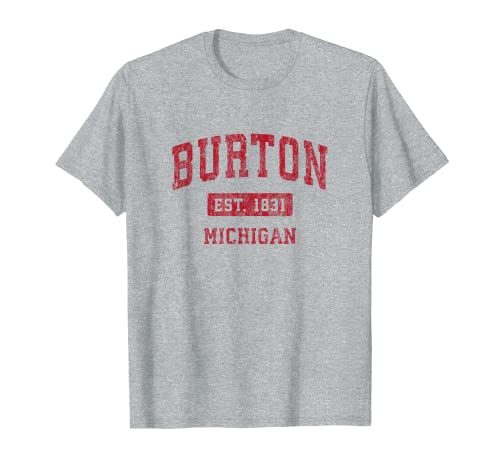 Burton Michigan MI Vintage Deporte Diseño Rojo Camiseta