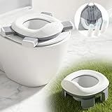 DEANIC 2-in-1 Travel Potty for Toddlers, Potty Training Toilet Seat for 1-4 Years Boys Girls, Portable Potties with 60pcs Potty Liners Outdoor Use, Foldable Travel Toilet Kids Camping Park (Grey) - Image 2