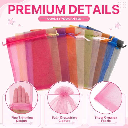 Image of XCLUSY 20PCS (13X18CM)(5x7 inchINCH) Potli Bags for Gifting - Multipurpose Wedding Return Gift Bags | Party Favour, Birthday, Anniversary, Festive Packing Pouches | Organza, Cloth, Brocade, Fancy Luxury Goodie Bags (PINK, 1 Count(Pack of 20))