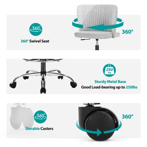 Homefla Drafting Chair, Tall Office Chair Modern Linen Fabric Standing Desk Chair Adjustable Swivel Tall Chair Cute Upholstered Armless Counter Height Office Chairs With Foot-Ring Bar Stool #TOP4