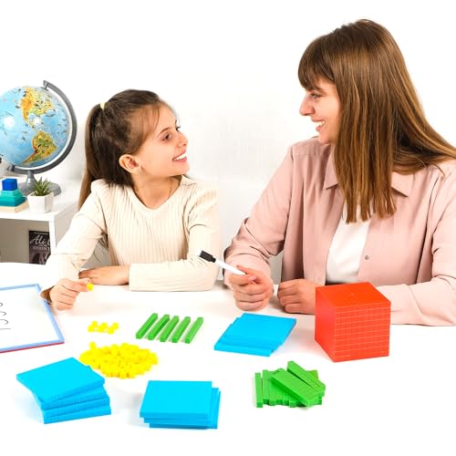 image for Simply magic 131 PCS Base Ten Blocks for Math - Place Value Blocks, Ba