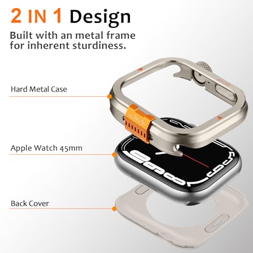 Funda Apple Watch 45mm contra arañazos y golpes carcasa robusta Amizee titanio 3