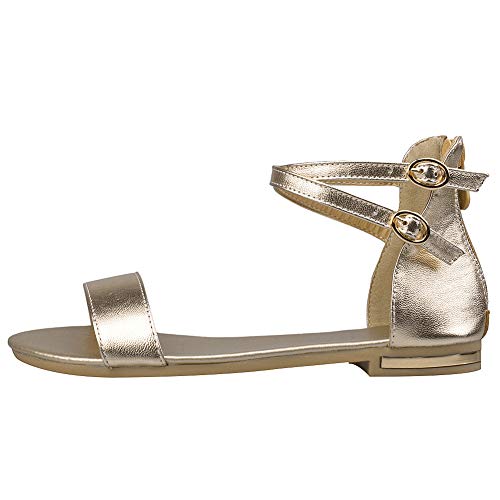 ANUFER Women's Genuine Leather Crossing Ankle Straps Sandals Flat Open-toe Back Zipper Summer Pumps Shoes2