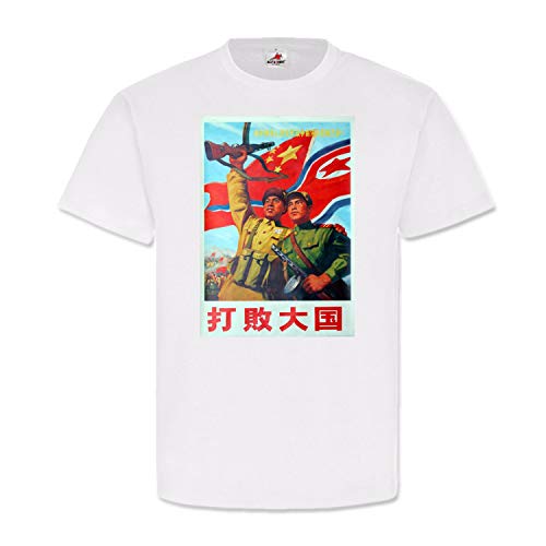 T-shirt rétro China Nordkorea Waffenbrüder vêtement vintage blanc Copytec 25526