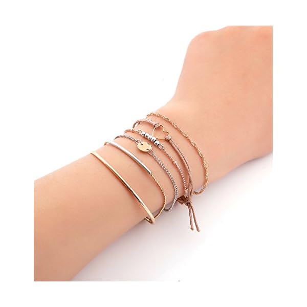 XOCARTIGE Charm Bracelets Set Bohemian Multiple Layered Beaded Bracelet for girls Delicate Chain Bracelet Bangle Cuff (Multicolor)