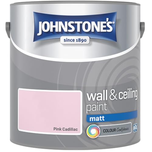 Pink Cadillac Johnstones Wall & Ceiling Matt Paint 2.5L Smooth Matt Finish Excellent Coverage Quick Dry Low Odour Interior Paint for Walls & Ceilings