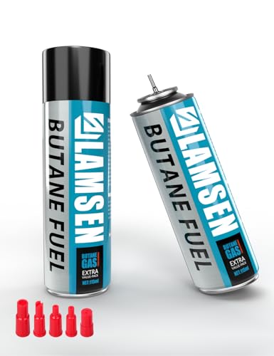 Lamsen Butane Refill - 115ml Butane Fuel for Torch Lighter Butane Canister for Torch Lighter Butane Fuel Gas for Cooking Camping and Welding 2 Can