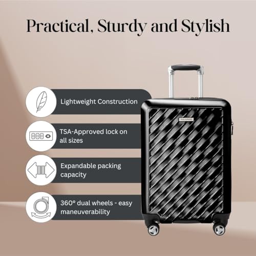 Ricardo Beverly Hills Melrose Hardside Expandable Luggage with Lightweight Construction for Smooth Traveling, Stylish, Durable, and Spacious, Men and Women, Black, Check-In Large 29-Inch3