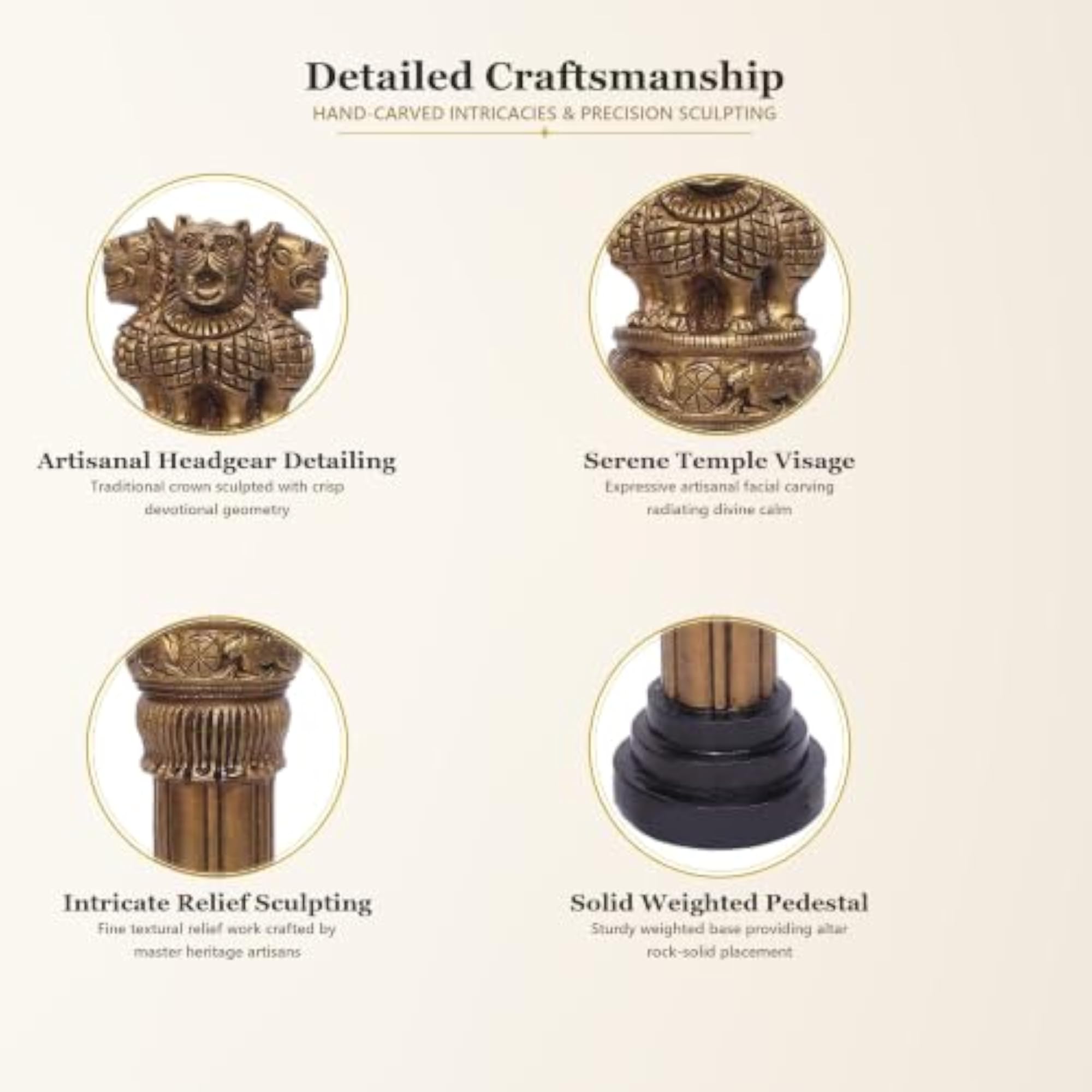 Brass Ashok Chakra Pillar Showpiece, 6 Inches
