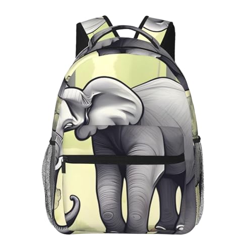 zhanglutian Walking Elephant Travel Backpack, Leisure Backpack, Large Capacity, Lightweight, Waterproof, Unisex, Suitable For Hiking.