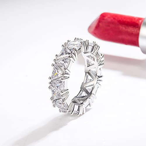 925 Sterling Silver Plated Cubic Zirconia Wedding Ring CZ Stacking Eternity Band for Women3