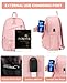 Pink School Backpack for Women Girls: 15.6 Inch College Book Bag with USB Charging Port Anti Theft Student Casual Daypack Middle High School Bag Fashion Travel Back Pack Laptop Backpacks for Teen Boys