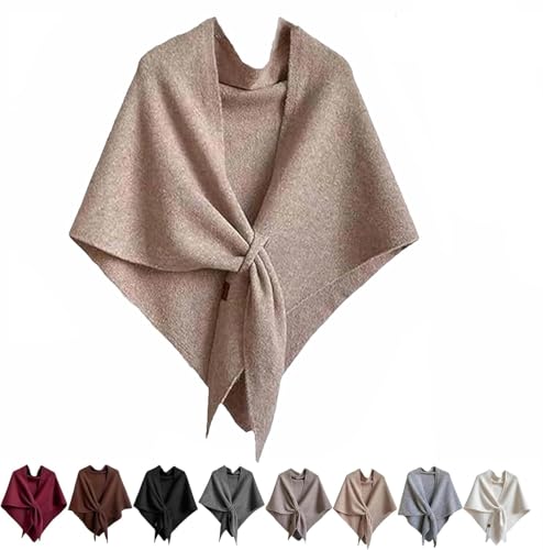 Murou Fashion Shawl, Triangle Shawl Scarf for Travel, Women's Wool Shawls Wraps, Women's Solid Color Shawls