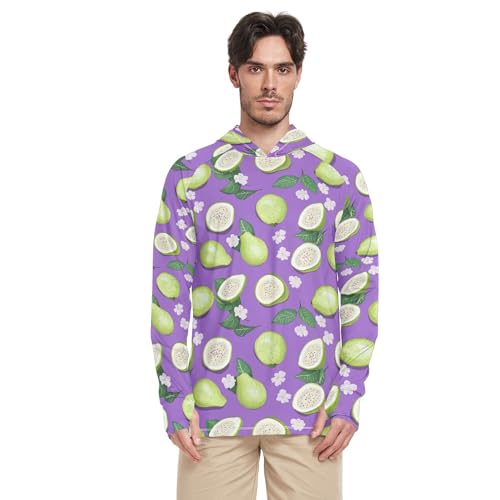 Fresh Guava Fruit Purple Men's Sun Shirts Hoodies Long Sleeve Active Wear Fishing Shirt UPF 50+ S