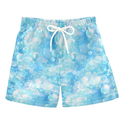 Boys Swim Trunks Light Blue Bubbles Beach Board Shorts Quick Dry Swimsuit Toddler Kid Teen