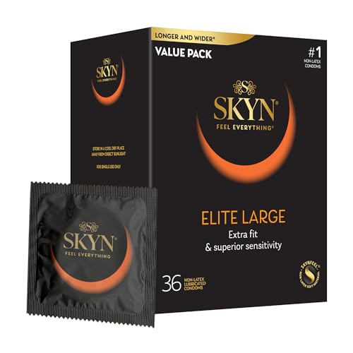 SKYN Elite Large Condoms – 36 Count – Ultra-Thin, Lubricated Latex-Free Condoms, Longer and...