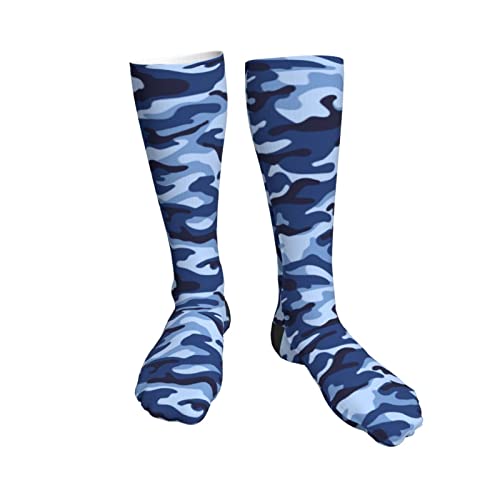 Braytow Blue Grey Camouflage Unisex Compression Socks For Women And Men Polyester Knee High Sock For Running Travel Athletic Cycling #TOP4