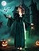 Takuvan Professor Witch Costume Adult Women Dark Green Velvet Dress Wizard Plus Size Costumes Outfit for Halloween Cosplay