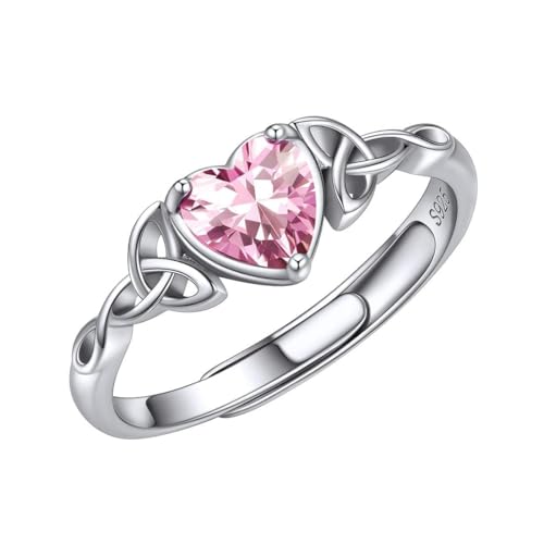 ChicSilver 925 Sterling Silver Celtic Knot/Claddagh Heart Shape Birthstone Promise Ring for Women (withe Gift Box)