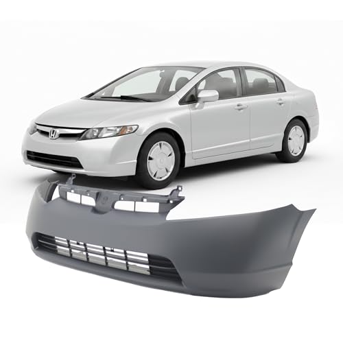 FitParts Compatible With Front Bumper Cover 2006-2008 Honda Civic DX EX-L GX Hybrid LX EXS LXS 1.8. New, Primed and Ready for Paint. With Fog Light Holes. HO1000239 04711SNEA90ZZ 2007