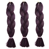 Feibin 全30色 ウィッグ エクステンション 3本セット ブレイズ 編み込み グラデーション 三つ編み ヘアアクセサリー 盛りアップ つけウィッグ かつら 毛束 ウィッグ つけ毛 ヘアアクササリー ヒップ ホップ レゲエ ダンス ヘアアレンジ(850Ｋパープル)
