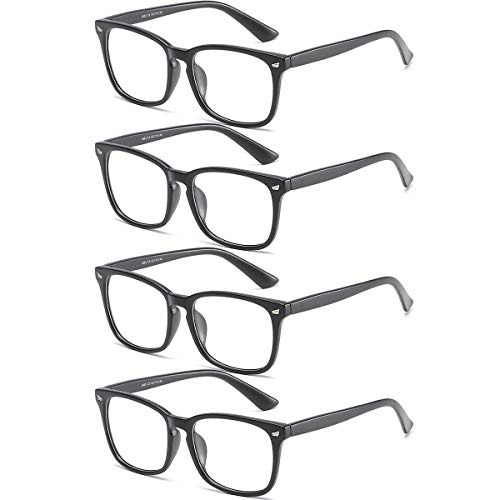aisswzber Unisex Stylish Square Non-Prescription Eyeglasses Clear Lens Glasses 8082-black4pack