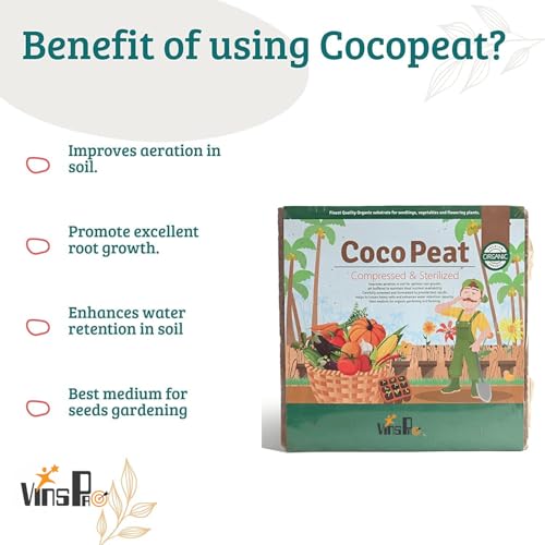 Image of Vins Pro | cocopeat | Eco-Friendly Soil Booster | Organic Cocopeat | Premium Cocopeat-1KG,5 KG (5 KG)